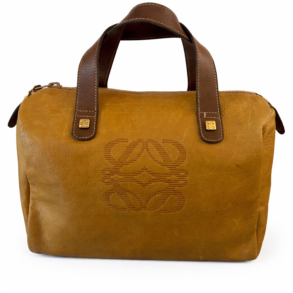 Loewe Amazona Boston Leather Top-Handle Satchel In Mustard Brown